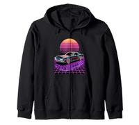 Retro Time Rider - Colorful Grid Future Car Art Felpa con Cappuccio