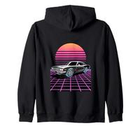 Retro Time Rider - Colorful Grid Future Car Art Felpa con Cappuccio