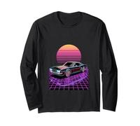 Retro Time Rider - Colorful Grid Future Car Art Maglia a Manica