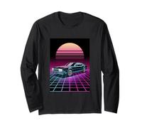 Retro Time Rider - Colorful Grid Future Car Art Maglia a Manica
