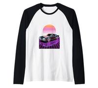 Retro Time Rider - Colorful Grid Future Car Art Maglia con Maniche Raglan