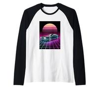 Retro Time Rider - Colorful Grid Future Car Art Maglia con Maniche Raglan