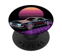 Retro Time Rider - Colorful Grid Future Car Art PopSockets PopGrip Adesivo