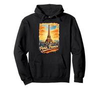Retro Torre Eiffel Parigi Francia Acquerello Souvenir Felpa con Cappuccio