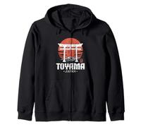 Retro Toyama Japan Torii Gate Giapponese Kanji Souvenir Felpa con Cappuccio