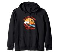 Retro Tramonto Catalina Island California Surf Felpa con Cappuccio