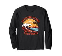 Retro Tramonto Catalina Island California Surf Maglia a Manica
