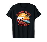 Retro Tramonto Catalina Island California Surf Maglietta