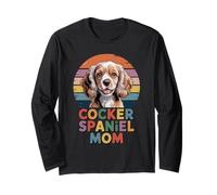 Retro Tramonto Cocker Spaniel Mom Cocker Americano Maglia a Manica