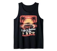 Retro Tramonto Life is Better at the Lake Vintage Pontoon Boat Canotta
