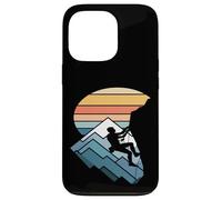 Retro Tramonto Montagna Rock Climber Silhouette Custodia per iPhone 13 Pro