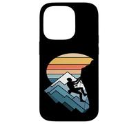 Retro Tramonto Montagna Rock Climber Silhouette Custodia per iPhone 14 Pro