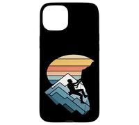 Retro Tramonto Montagna Rock Climber Silhouette Custodia per iPhone 15 Plus