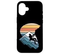 Retro Tramonto Montagna Rock Climber Silhouette Custodia per iPhone 16