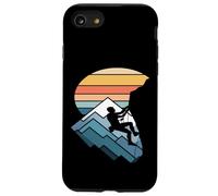Retro Tramonto Montagna Rock Climber Silhouette Custodia per iPhone SE (2020) / 7/8