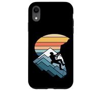 Retro Tramonto Montagna Rock Climber Silhouette Custodia per iPhone XR