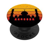 Retro Tramonto Moschea Per Ramadan Eid Al-Adha Eid Al-Fitr PopSockets PopGrip Adesivo