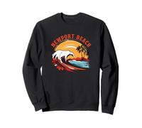 Retro Tramonto Newport Beach California Surf Felpa