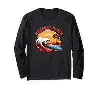 Retro Tramonto Newport Beach California Surf Maglia a Manica
