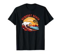 Retro Tramonto Newport Beach California Surf Maglietta
