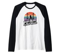 Retro Tramonto Raccoon Buone mamme dicono cattive parole Maglia con Maniche Raglan