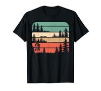 Retro Tree Forest Silhouettes Vintage Outdoors Nature Hiking Maglietta