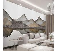 Retrò Tridimensionale Cime Montuose Laghi Riflessi 3D Carta Da Parati Facile Installare Mobili Sfondi Ufficio Divano Camera Letto Sfondo Decorazione Murale-250cm×170cm