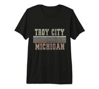 Retro Troy Città Michigan Maglietta Premium