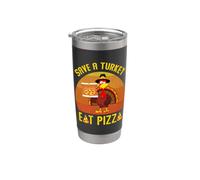 Retro Turchia salva un tacchino mangiare pizza Divertente Ringraziamento bambini Bicchiere termico in acciaio inox doppia parete