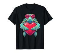Retro Turtle Lovers Spiaggia Fidanzata Moglie Bambino Donna Amore Maglietta