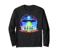 Retro UFO Disco Volante rapimento Alieno Sci Fi Gathering Maglia a Manica