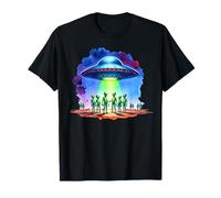 Retro UFO Disco Volante rapimento Alieno Sci Fi Gathering Maglietta