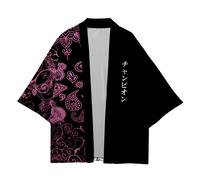 Rétro Uomo Kimono Giacca Cardigan Cappotto Stampato Mezza Manica Yukata Haori