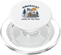 Retro USA Graphic - Log Cabin, bandiera americana e tramonto PopSockets PopGrip per MagSafe