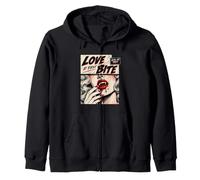 Retro Vampire Halloween Love at First Bite Kiss or Treat Felpa con Cappuccio