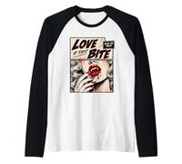 Retro Vampire Halloween Love at First Bite Kiss or Treat Maglia con Maniche Raglan
