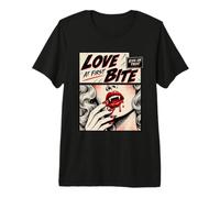 Retro Vampire Halloween Love at First Bite Kiss or Treat Maglietta Premium