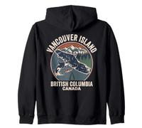 Retro Vancouver Island Orcas Salmone British Columbia Canada Felpa con Cappuccio