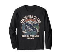 Retro Vancouver Island Orcas Salmone British Columbia Canada Maglia a Manica