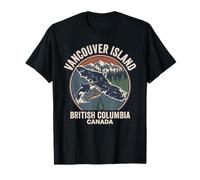 Retro Vancouver Island Orcas Salmone British Columbia Canada Maglietta