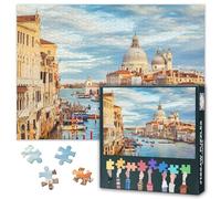 Retrò Venezia Puzzle 1000 Pezzi - Paesaggio Vintage con Basilica di Santa Maria Della Salute & Canal Grande Italia | Puzzle per adulti Premium - 27.5x19.7 pollici