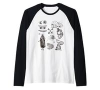 Retro Victorian Line Art Aesthetic Cottagecore Academia Maglia con Maniche Raglan