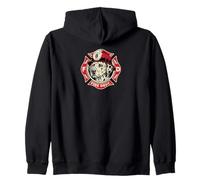 Retro Vigile del Fuoco Dalmata Cane Casco Fire Dept Emblema Felpa con Cappuccio
