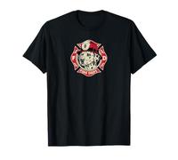 Retro Vigile del Fuoco Dalmata Cane Casco Fire Dept Emblema Maglietta