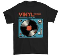 Rétro Vinile Records Giradischi Musica Dj Uomo T-Shirt 100% Cotone