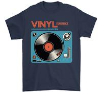 Rétro Vinile Records Giradischi Musica Dj Uomo T-Shirt 100% Cotone