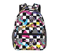 Retro Vintage 80S 90S Race Black White Checkered Zebra Flag Tiger Leopard Print Zaini Borsa a tracolla antifurto multiuso leggera Zaino da viaggio e da campeggio di grande capacità con tasche latera