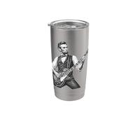 Retro Vintage Abraham Lincoln Abe Lincoln Playing Guitar Men Bicchiere termico in acciaio inox doppia parete