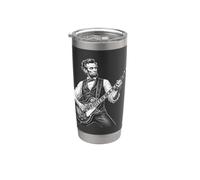 Retro Vintage Abraham Lincoln Abe Lincoln Playing Guitar Men Bicchiere termico in acciaio inox doppia parete
