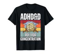 Retro Vintage ADHD & D Rotolo per la concentrazione Divertente Gamer Maglietta